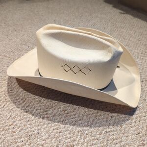 Wrangler Sheepskin Leather Cowboy Hat Beige 7 1/2 Western Rodeo